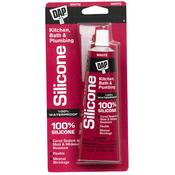 Dap Kitchen & Bath Sealant, 2.8 oz, Tube, White, Silicone Base 680